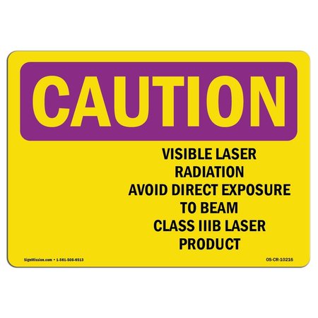 SIGNMISSION OSHA RADIATION Sign, Visible Laser Radiation Avoid, 18in X 12in Decal, 12" H, 18" W, Landscape OS-CR-D-1218-L-10216
